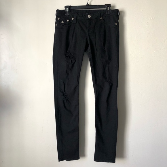 True Religion Distressed Black Skinny Jeans - Picture 2 of 9